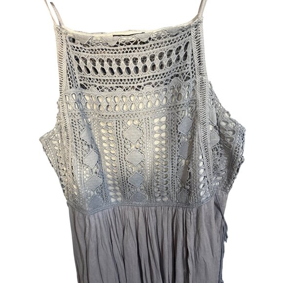 Suzanne Betro Womens NWT 1X Crochet Lace Top Maxi Dress Light Blue & Gray - Picture 2 of 4